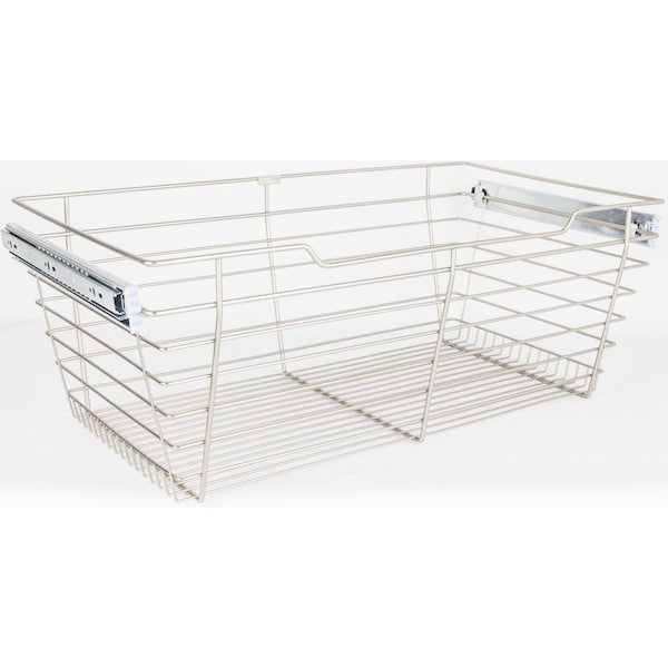 Hardware Resources Satin Nickel Closet Pullout Basket with Slides 16"Dx29"Wx11"H POB1-162911SN - main